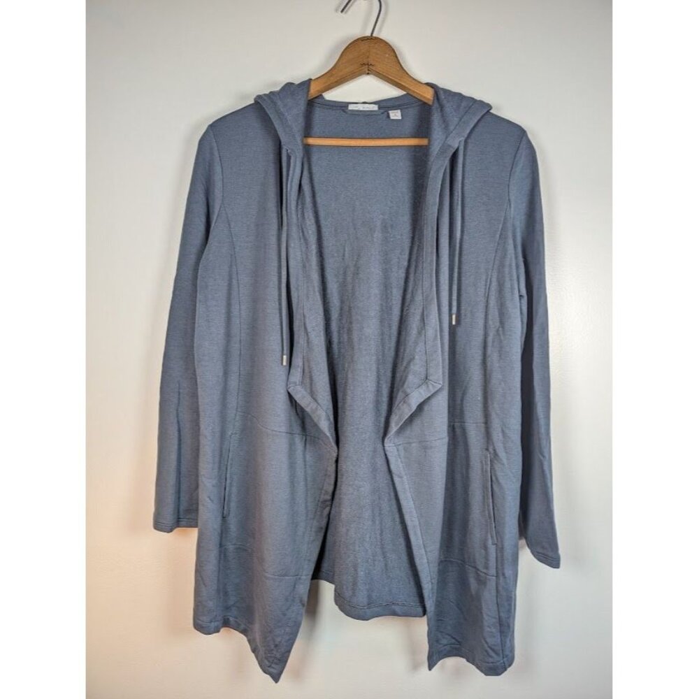 Pure J Jill Cardigan Size Medium Petite Open Front Hooded Lagenlook Minimalist